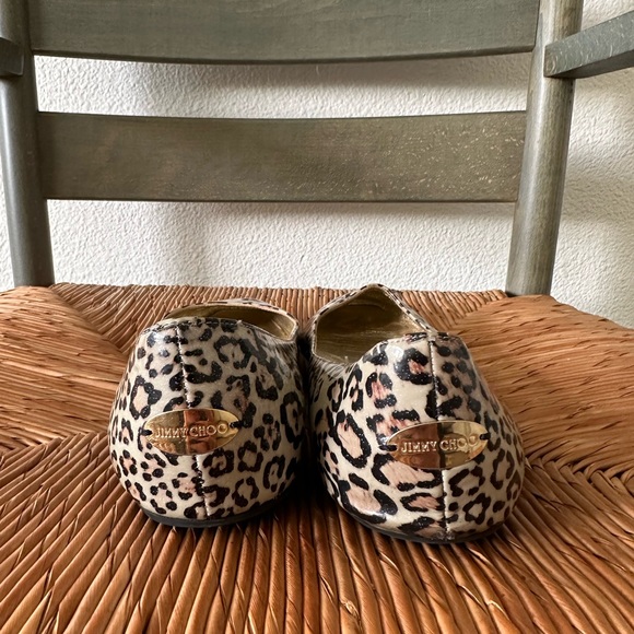Jimmy Choo Patent Leather Leopard Print Flats - Picture 2 of 8